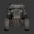 Vintage Rusted Car With Large Off Road Tires And Weathered Exterior Design
