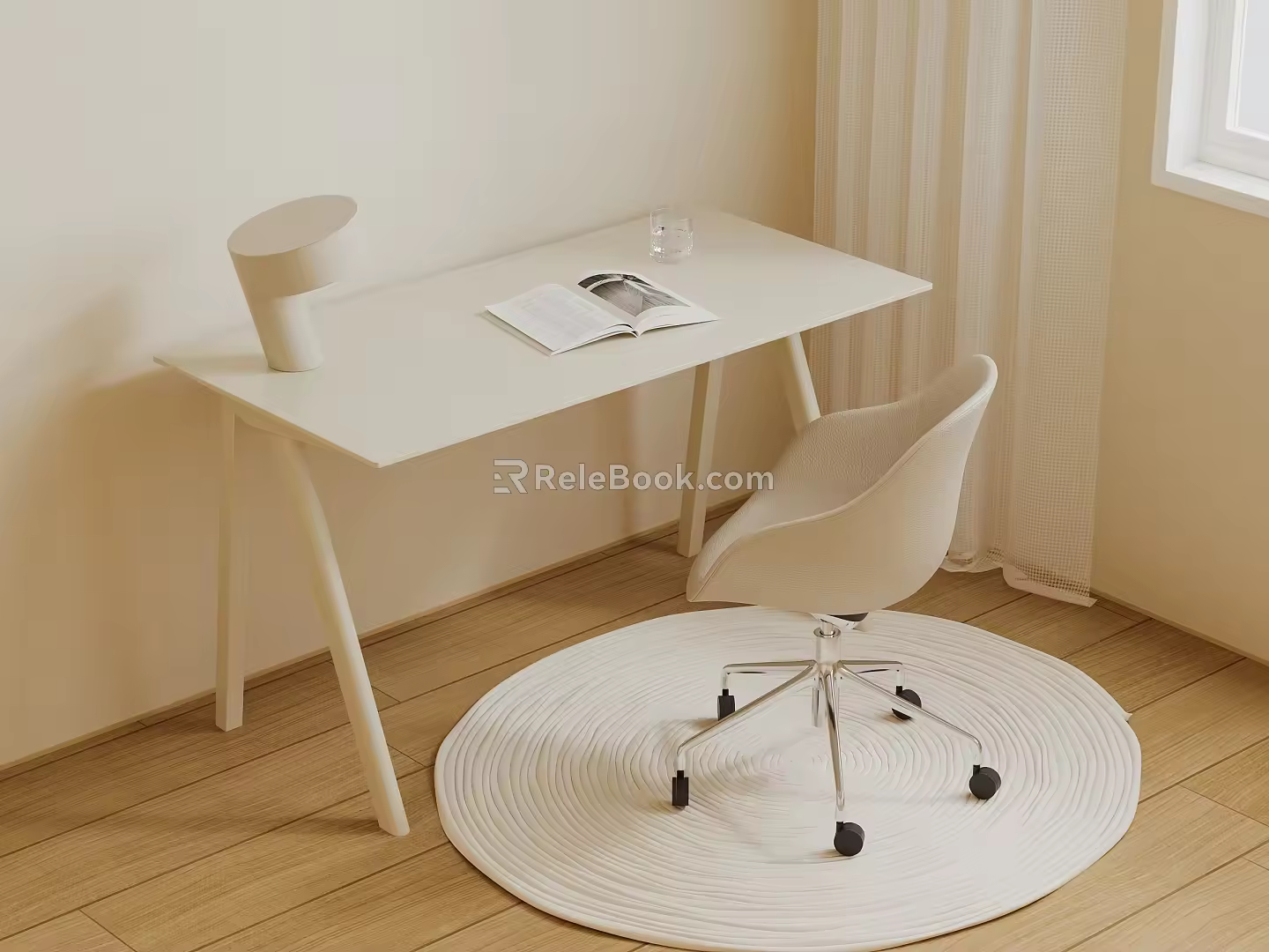 Modern Desk and Chair Combination Table Lamp Desk Chair 3d model