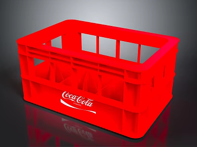 Red Coca Cola Plastic Crate With Brand Logo And Sturdy Design Features 3d model