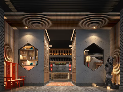 Chinese Dining Hall 3d model