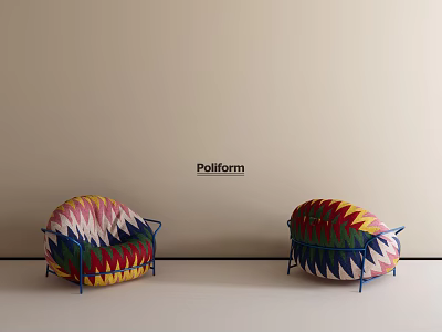 Poliform Colorful Patterned Leisure Chairs With Vibrant Design And Metal Frame 3d model