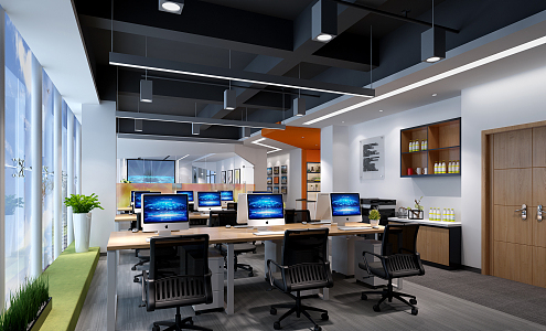 Modern public office area open office 3d model