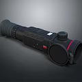 Professional Black Thermal Imaging Device With Long Cylindrical Lens And Red Stripe Accents