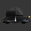 Futuristic Sci Fi Craft With Transparent Dome Dual Engines And Black Base White Stripes
