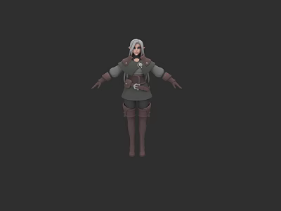 Game and Movie Character With Silver Gray Hair Green Top Brown Pants and Boots 3d model