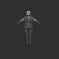 Game and Movie Character With Silver Gray Hair Green Top Brown Pants and Boots