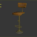 Modern Orange Wooden Bar Stool With Adjustable Metal Frame And Round Base