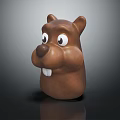 Cartoon Beaver Character Toy Head With Brown Color Large Eyes And Prominent Teeth