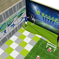 Five a Side Football Field With Green Lawn Goals And Active Players Recreational Scene