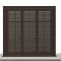 Dark Brown Wooden Window Blinds With Framed Structure For Interior Decoration 3d model