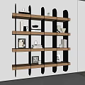 Modern Wall Mounted Bookshelf With Wooden Shelves Books And Decorative Items