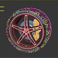 BMW Car Wheel With Michelin Tire Yellow Brake Caliper Checker Pattern