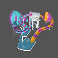 Colorful Water Park Play Equipment With Twisted Slides Slide Tower And Blue Pool Base