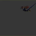 Mechanical Mythical Creature With Red Blue Wings Spiked Head And Golden Gear