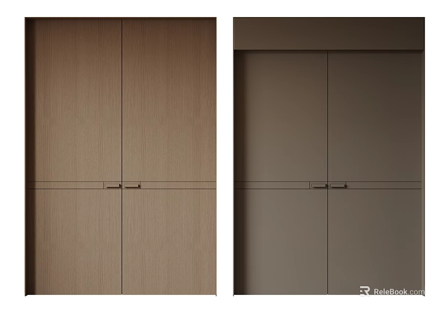 Modern Security Doors With Double Panel Design Light Brown Wood Grain And Dark Brown Finish 3d model 