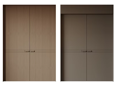 Modern Security Doors With Double Panel Design Light Brown Wood Grain And Dark Brown Finish 3d model