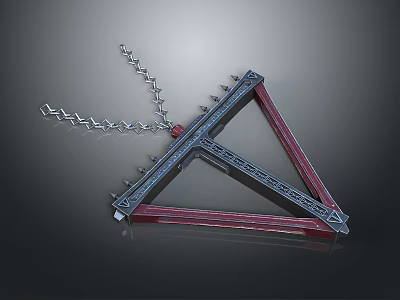 Triangular Metal Structure With Chain Link And Spiked Frame Design 3d model