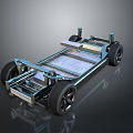 Car Chassis Structure With Frame Wheels Battery Pack And Suspension Components