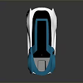 Futuristic Blue And White Sleek Design Car With Transparent Roof And Unique Body Structure