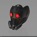 Futuristic Metallic Helmet With Red Glowing Eyes And Detailed SciFi Design