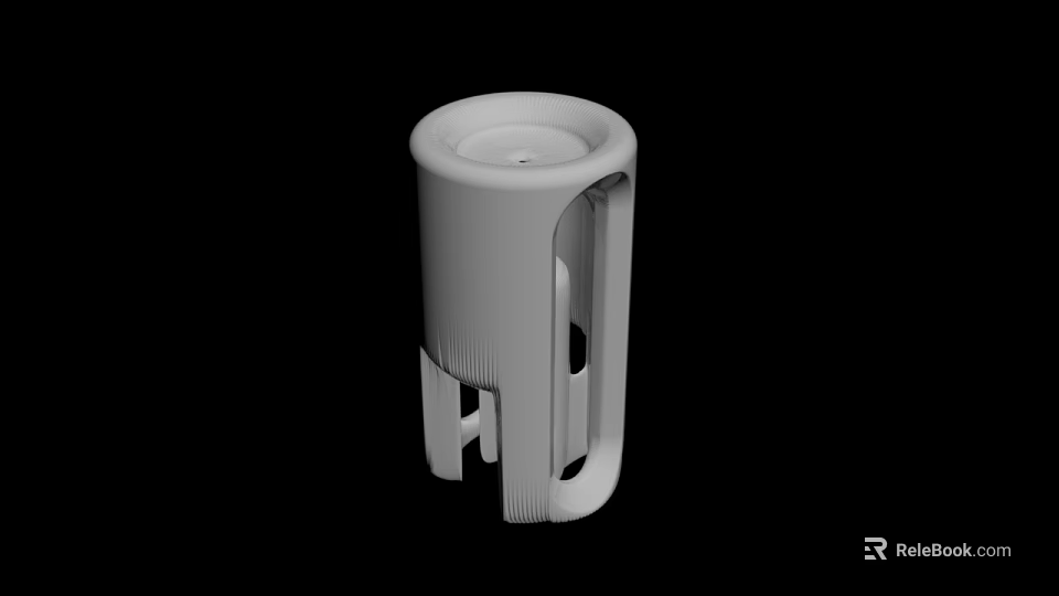 White Cylindrical Mechanical Component 3D Model With Hollow Structure And Base 3d model 