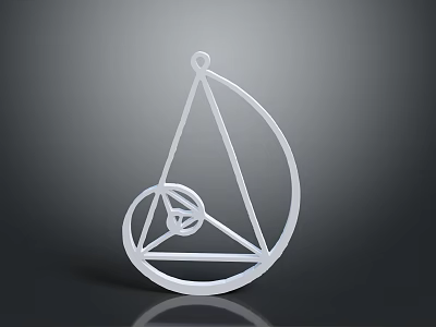 Stylish Modern White Geometric Fashion Pendant With Triangular Circular Design 3d model