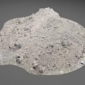 Natural Dirt Mound Surface With Scattered Stones And Small Green Plants On Gray Background