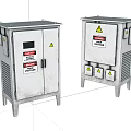 Industrial Control Cabinets Featuring Metal Enclosures Warning Labels Double Doors Ventilation Grilles And Bracketed Bases