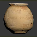 Ancient Terracotta Clay Pot With Tan Stripes And Surface Cracks 3d model