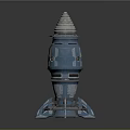 Blue Space Rocket Model with Conical Top and Thruster Base Structure Design 3d model