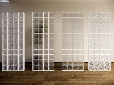 Modern Frosted Glass Partition With Grid Design For Interior Room Divider 3d model