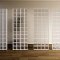 Modern Frosted Glass Partition With Grid Design For Interior Room Divider