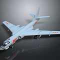 Gray Body Passenger Airplane Model With Red Wing Markings And Detailed Exterior Design