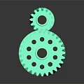 Green Stacked Gears Mechanical Equipment With Reflective Surface And Shiny Finish