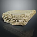 Ancient Stone Architectural Component With Ornate Circular And Triangular Carvings 3d model
