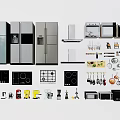 Various Modern Kitchen Appliances Including Refrigerators Ovens Stoves And Small Tools 3d model