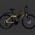 Electric Mountain Bike With Black And Yellow Frame Large Wheels And Battery