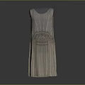 Sleeveless Beige Dress With Elegant Striped Patterns And Vintage Design Details