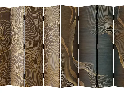 Folding Room Divider With Artistic Wave Patterns And Modern Design Elements 3d model