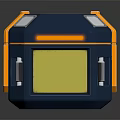 Yellow And Navy Blue Cubical Industrial Device Featuring Display Screen Metal Rod And Gauge