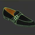Classic Black Leather Shoes with Orange Lining and Metal Buckle for Daily Use