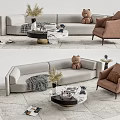 Modern sofa coffee table combination 3d model