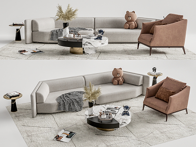 Modern sofa coffee table combination 3d model