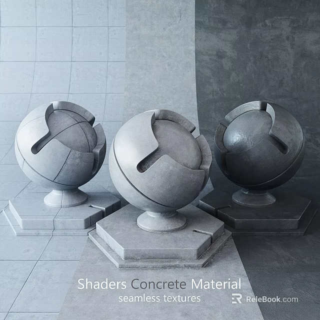 Gray Stone Spherical Components With Hexagonal Bases And Sculptural Design 3d model
