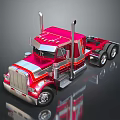Red Semi Truck With Chrome Accents Twin Exhaust Pipes And Shiny Finish