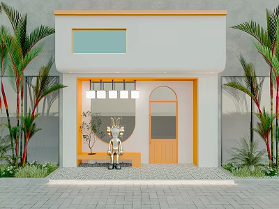 Coffee shop door head 3d model