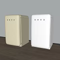Stylish Cream And White SMEG Refrigerators In Modern Interior With Wooden Floor