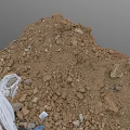 Stone And Wood Construction Materials Pile With Dirt And White Cloth Cover