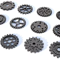 Various Black Mechanical Gears With Different Designs And Metal Components 3d model