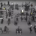 Various Types of Sports Equipment Including Treadmills Weight Benches and Fitness Machines